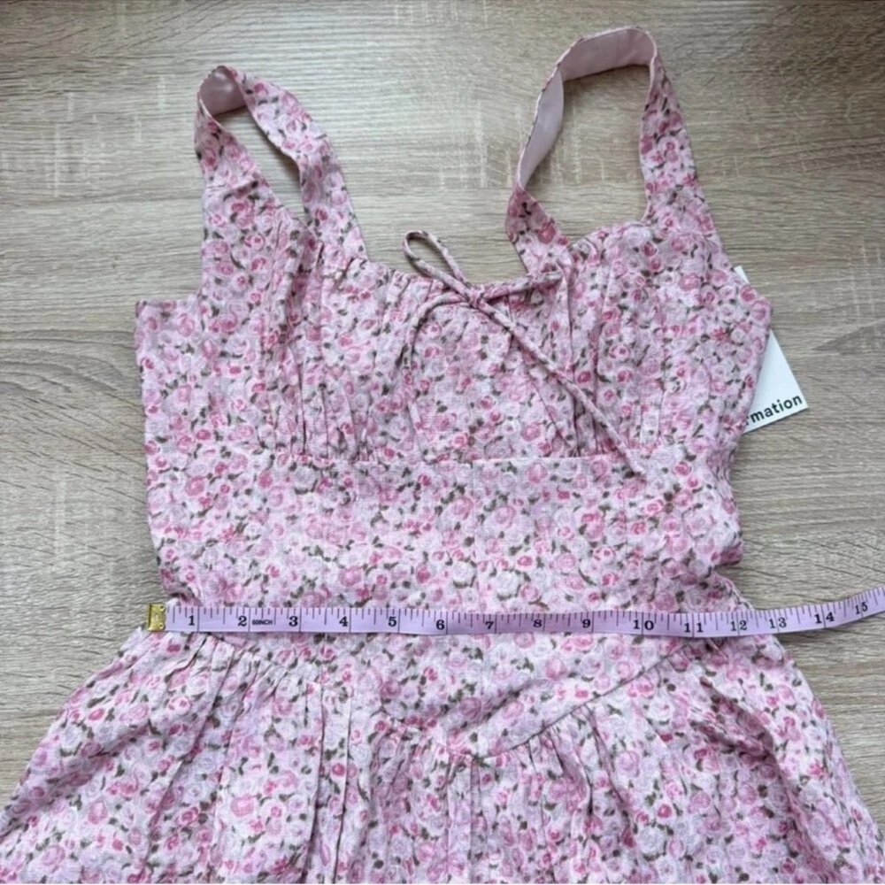 NWT Reformation Daria Mini Linen Dress Pink Floral Rosin 4 - Picture 9 of 14